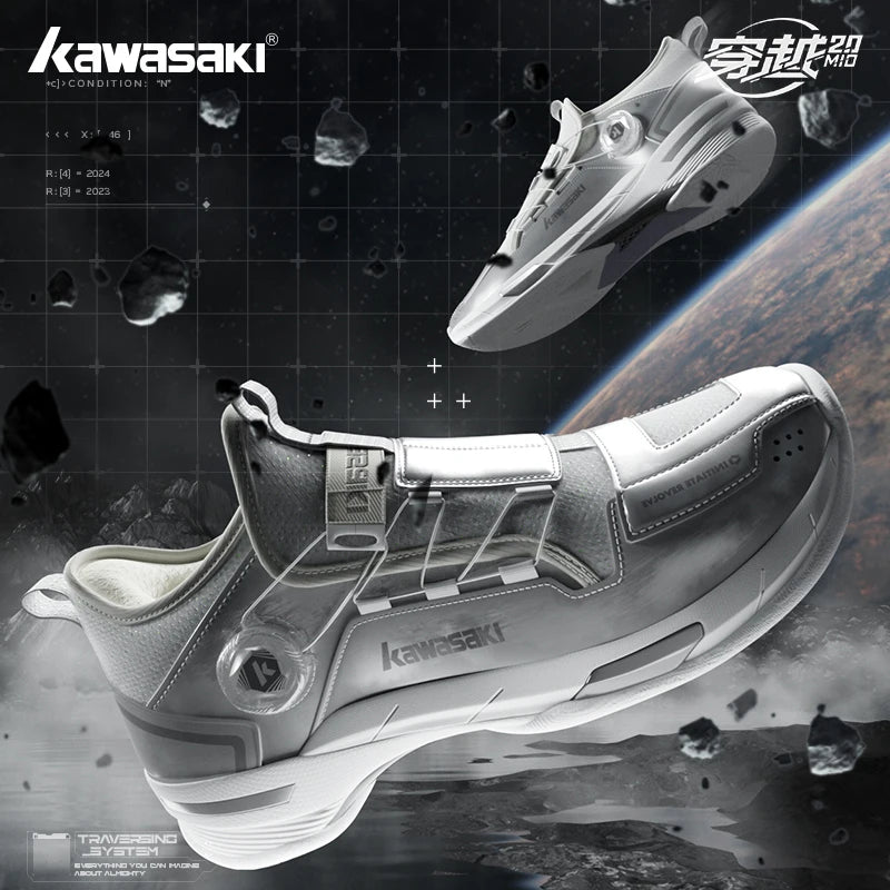 Kawasaki CROSS SPACE MID 2.0 Badminton Shoes Upgraded Shock-Absorbing Auto Knob Professional Sport Shoes Men 2024 New
