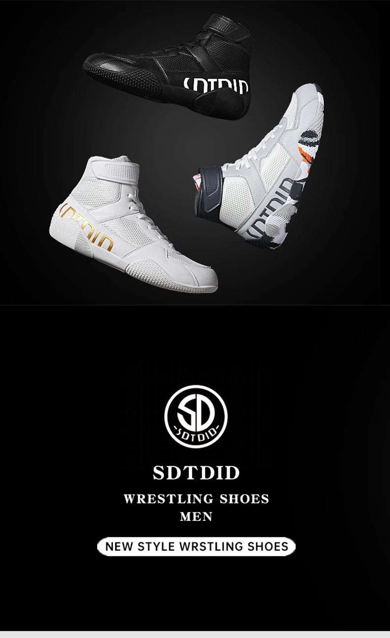 New Men's Large Wrestling Shoes Mesh Breathable Boxing Shoes Anti-Slip Wear-Resistant Sneakers Fashionable Casual High Sport Shoes