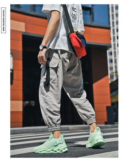 Zapatillas deportivas casual moradas de moda en oferta para mujer y hombre, calzado running con suela tipo blade, talla grande 48, ligeras y transpirables, zapatillas deportivas de malla para hombre