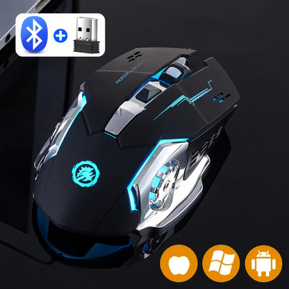 Rechargeable Wireless Gaming Mouse – Silent Bluetooth/USB, RGB Backlight, E-Sports for PC
