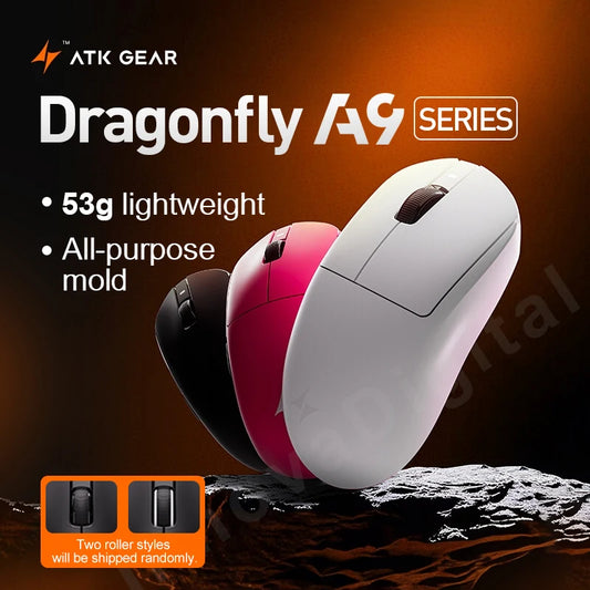 Mouse gaming wireless ATK Dragonfly A9 Ultra PAW3950 ultraleggero tri-mode ergonomico e-sport per gamer FPS A9 SE Plus