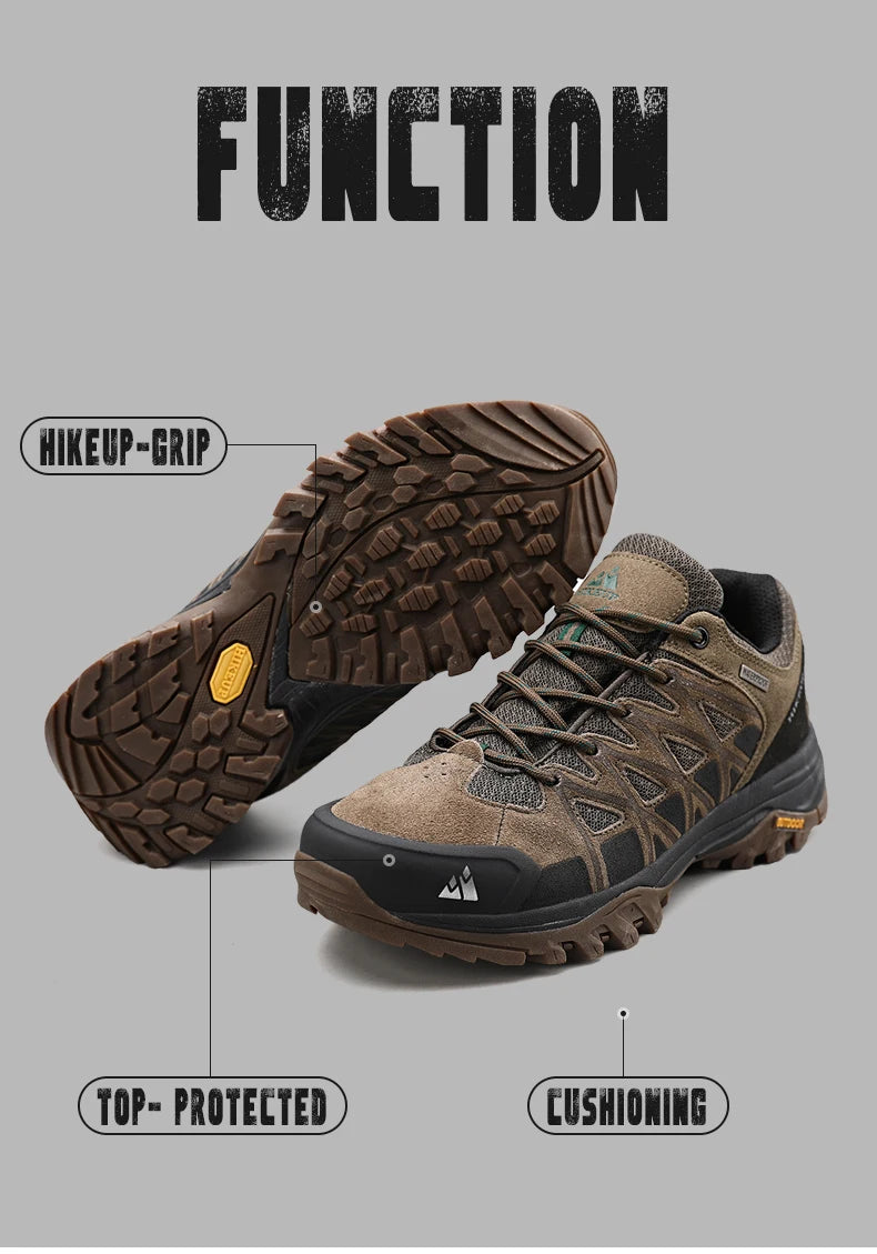 HIKEUP New Arrival Men's Hiking Shoes Breathable Lace Up Trekking Male Cushioning Outdoor Climbing Tourism Sneakers for Men