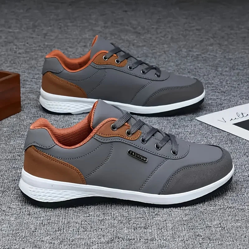 YRZL Herrenschuhe Frühling Herbst Wasserdichte Walking-Sneaker Freizeit-Ledersportschuhe für Herren Rutschfeste Tennisschuhe für Herren