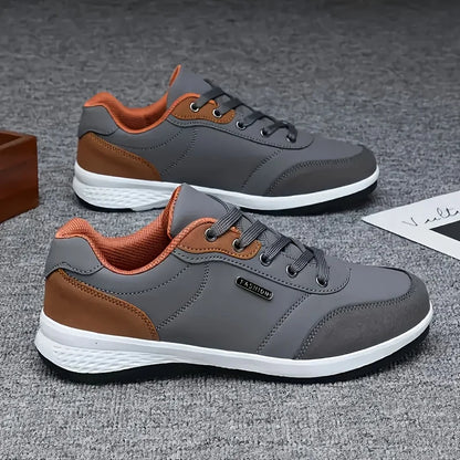 YRZL Herrenschuhe Frühling Herbst Wasserdichte Walking-Sneaker Freizeit-Ledersportschuhe für Herren Rutschfeste Tennisschuhe für Herren