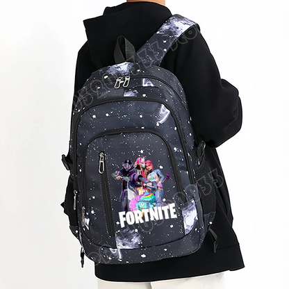 Раница Fortnite Starry Sky с голям капацитет, водоустойчива чанта за лаптоп с принт на игрови персонаж, ученическа раница за момчета и момичета за връщане в училище