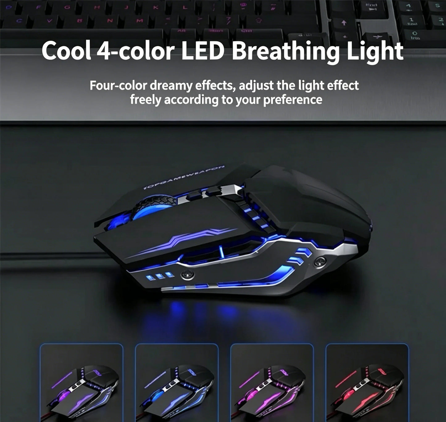 RGB Dual-Mode Wired Mouse 2.4G Wireless Mouse Gaming Mouse Rechargeable Silent Mouse 3600 DPI Adjustable Mouse Mice for Laptop