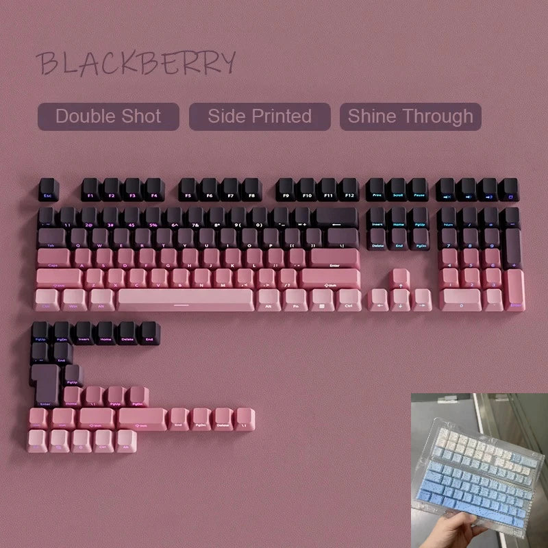 Nuovi keycap per tastiera meccanica da gaming 60/64/84/98/108 con switch MX, 135 tasti, profilo OEM, PBT, incisione laterale, sfumatura rosso e nero