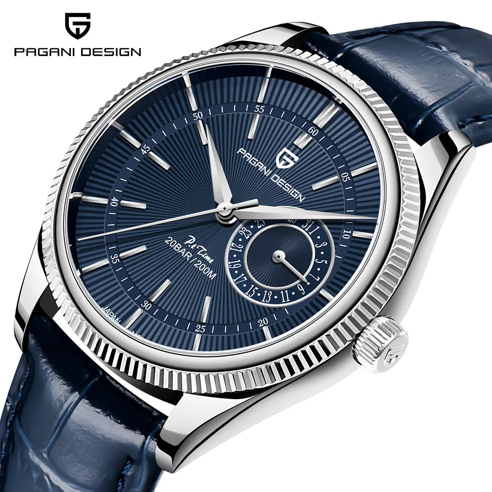 PAGANI Design PD1689 Men's Quartz Watch Japan VH65 Movement Sapphire Glass Leather Strap 20Bar Waterproof Men's Wristwatch