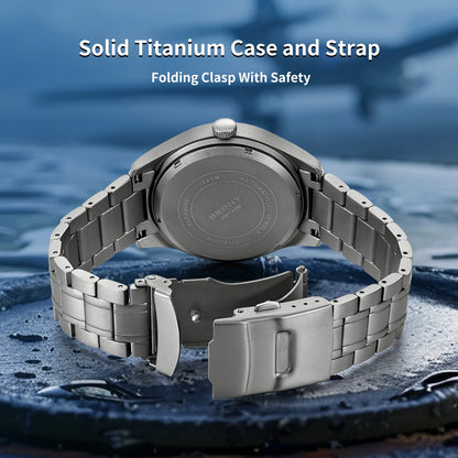 BERNY Aviation Top Titanium Mechanical Men Watch Sapphire AR Coating Supper Luminous 10Bar Sport Watch Titanium Aviation Watches