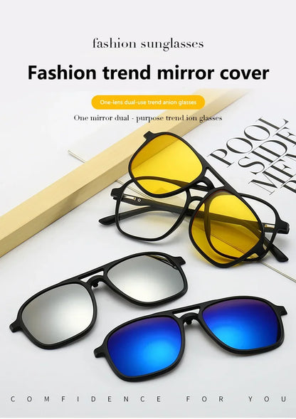 2026 Mirror Magnetic Attraction Polarized Sunglasses 2 Iin 1 Clip Cycling Glasses Dazzling Men Double-Barreled Glasses Women