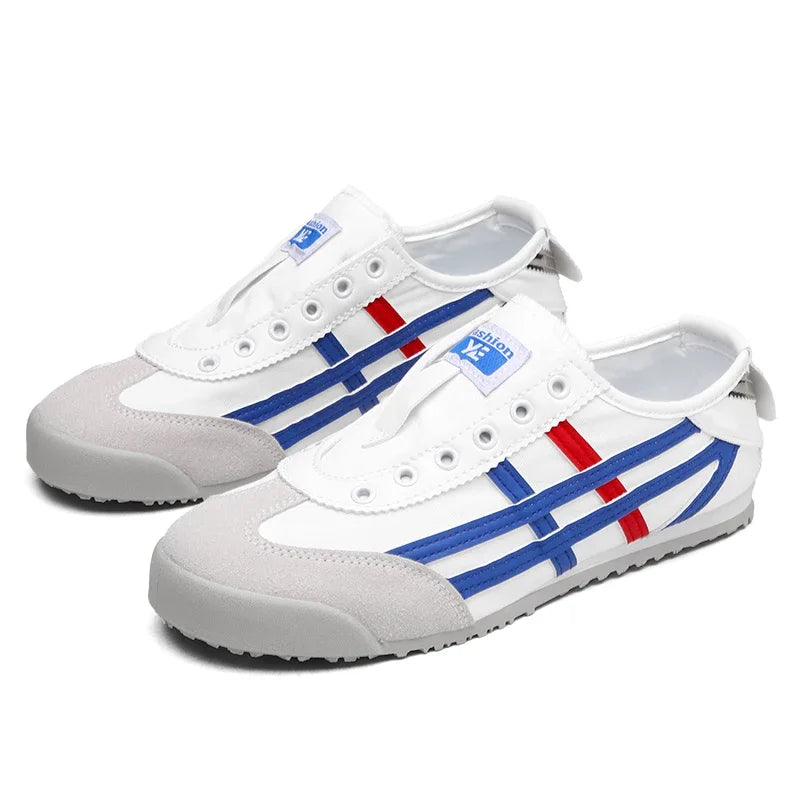 Men's Classic Running Shoes Lace-Up Flat Bottom Sports Shoes Soft Sole Walking Gym Breathable Couple Casual Canvas Tennis Shoes