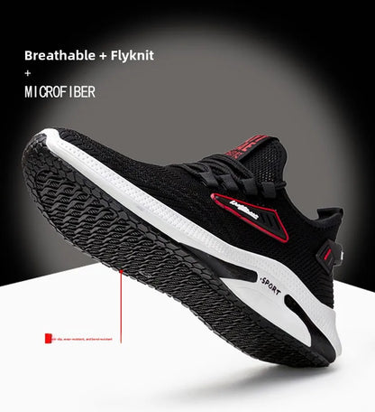 Hot Sale of the Season New Men's Running Shoes Breathable Lightweight Knitted Lace-Up Sports Sneakers Fashionable Korean Style