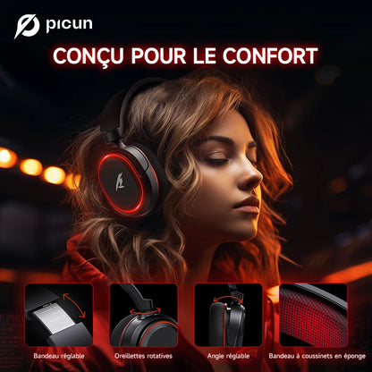 Auriculares gaming inalámbricos Picun G2 Bluetooth 5.3 – Sonido envolvente 7.1, micrófono ENC, batería de 100H y baja latencia para PC, PS5, PS4, Switch y móviles