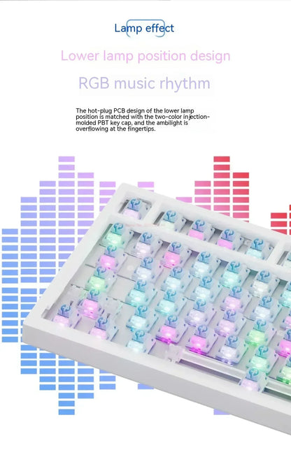 Ajazz AK820 Professional Mechanical Keyboard TFT Screen Multifunctional Knob Game Keyboard 3 Mode Hot Plug RGB Pad Office Gift