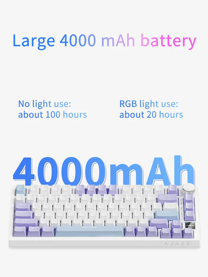 Teclado Gaming Mecânico AJAZZ AK820 Pro com Fio e Sem Fio, Tri-Mode, Retroiluminação RGB, Switches Hot-Swappable, Layout Compacto 70%, PC/Mac