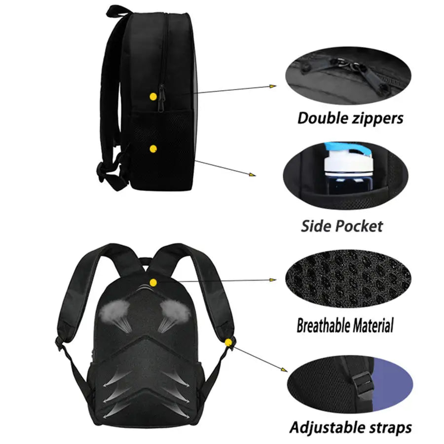 3-teiliges Kinder-Rucksack-Set, Umhängetasche & Federmäppchen, FORTNITE-Cartoon-Tasche, leicht, für Jungen und Mädchen von 6-10, kostenloser 3D-gedruckter Schlüsselanhänger