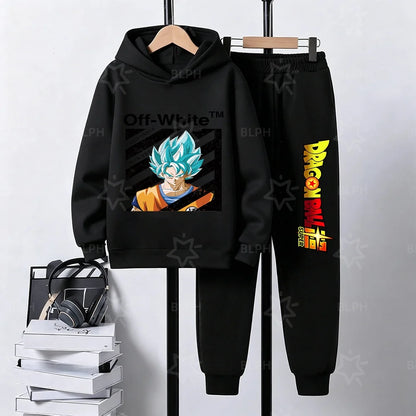 Kids Dragon Ball Camo Goku Printed Hoodie Set Casual Loose Comfortable Long Sleeve Sweatshirt Pants 2 Piece Outfits for Boys