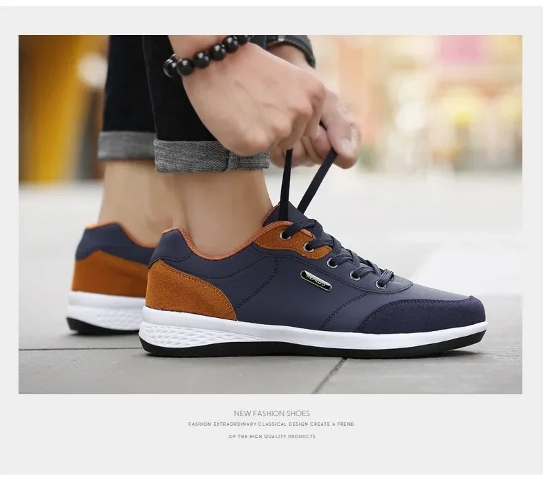 YRZL Herrenschuhe Frühling Herbst Wasserdichte Walking-Sneaker Freizeit-Ledersportschuhe für Herren Rutschfestes Schuhwerk Tennis für Herren