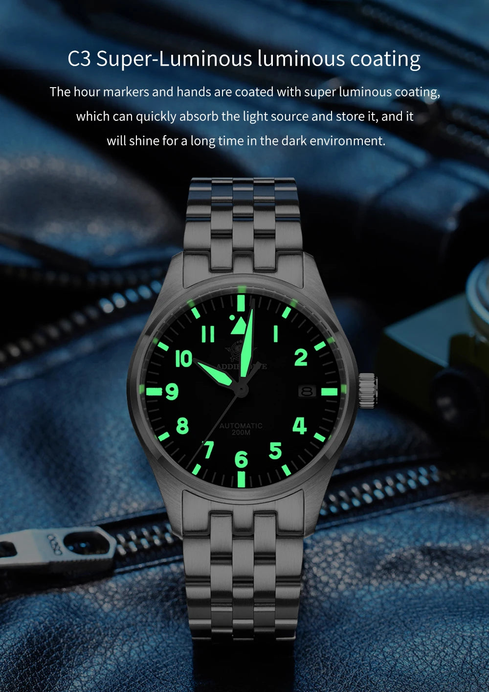ADDIESDIVE Watch For Men MY-H2 Stainless Steel Classics Mechanical Watches NH35 200m Diving Luminous Analog Watch Reloj Hombre