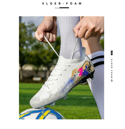 New Men Football Boots Cleats Training Shoes Soccer Shoes Non-Slip Match Ultralight Soccer FG Long Spikes Outdoor Drop Shipping