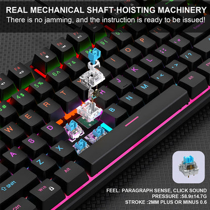 KEBIDUMEI RGB Mechanical Keyboard USB Wired Gaming Keyboard 104 Keys Hot Swappable Ergonomic Keyboard Computer Accessories For PC