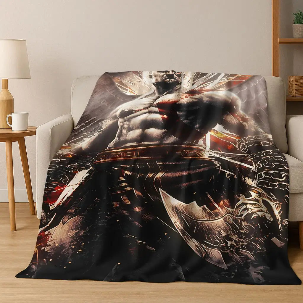 3A Classics God of War Kratos Game Gamer Flannel Blanket,Warm and Cozy Soft Throw Blanket for Home Bedroom Bed Sofa Kid Gift