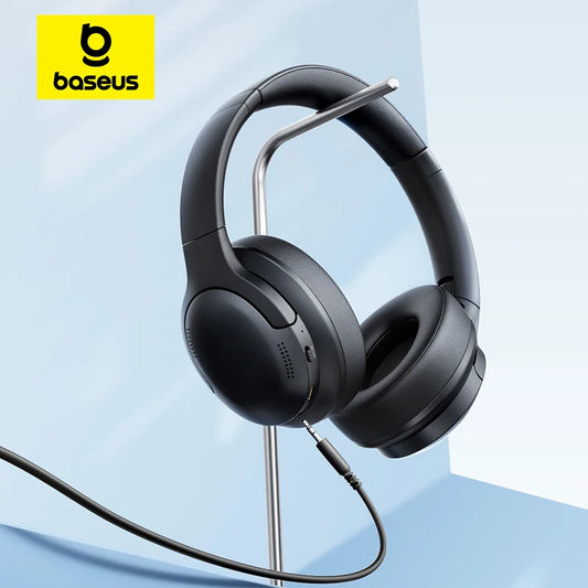 Baseus BH1 Lite Bluetooth 6.0 Wireless Headphones with Super Bass, ENC Clear Calls, 80H Playtime, Over Ear Headset for Gaming & Music