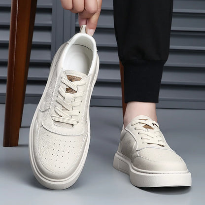 DIMANYU Men's Sneakers Genuine Leather 2026 New Summer Casual Shoes Men Platform Lace-Up Simple Fashion Breathable Shoes Men