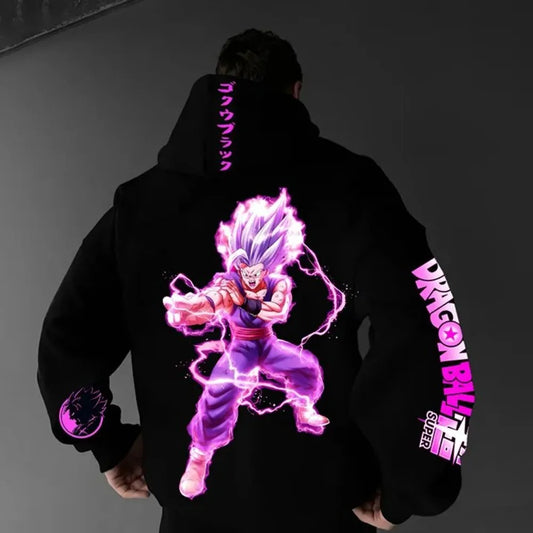 Dragon Ball Men's Hoodie Sweater Gohan Japan Anime Summer Boy Children's Harajuku Long Sleeve Top Comfortable Parent-Child Wear