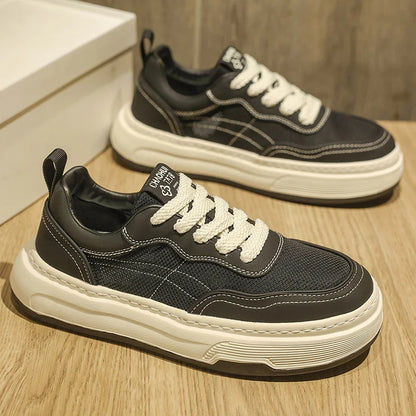 Ultraleichte atmungsaktive Mesh-Sneaker für Herren 2025 – modische Freizeitschuhe mit dicker Sohle, komfortable Schnür-Trainer für tägliche Spaziergänge