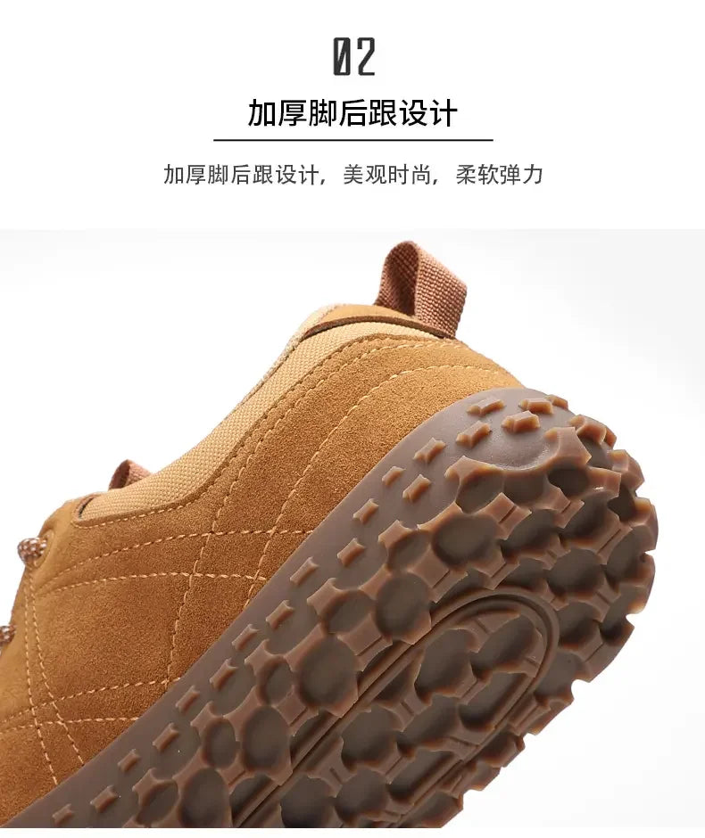 Suede Leather Shoes PU Fabric Wide Toe Shoe Anti-slip Hiking Shoe Workwear Men's Sports Shoes Women's Outdoor Walking Shoes
