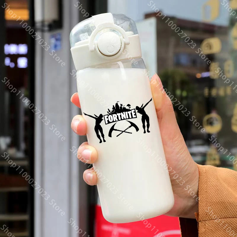 400ML Fortnites 18CM Straw Cup for Adult Boys Girls Cute Water Cup Cartoon Students Drop-Resistant Water Bottle Portable Gifts
