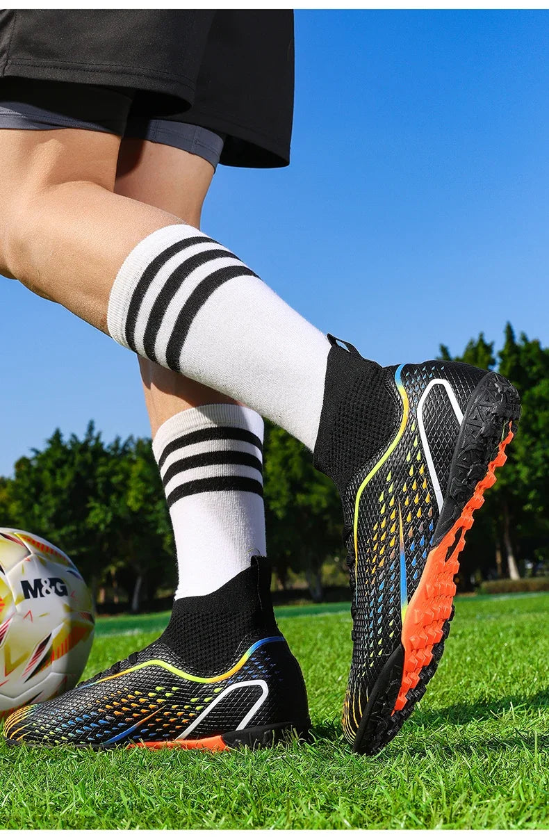 Zapatillas de fútbol para hombre, botas de fútbol profesionales para césped y futsal, unisex, para partidos en césped y entrenamiento al aire libre, tacos antideslizantes y transpirables