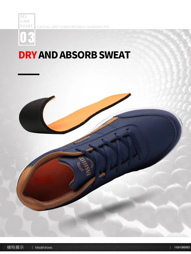 YRZL Herren-Schuhe Frühling Herbst Wasserdichte Walking-Sneaker Freizeit-Herren-Ledersportschuhe Rutschfeste Tennis-Schuhe für Herren