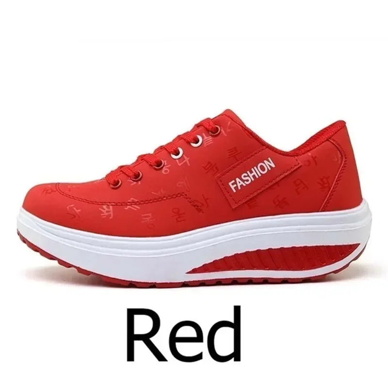 Scarpe casual da donna outdoor con suola spessa, platform alla moda, taglia grande 42, fondo piatto, scarpe sportive per camminata e corsa