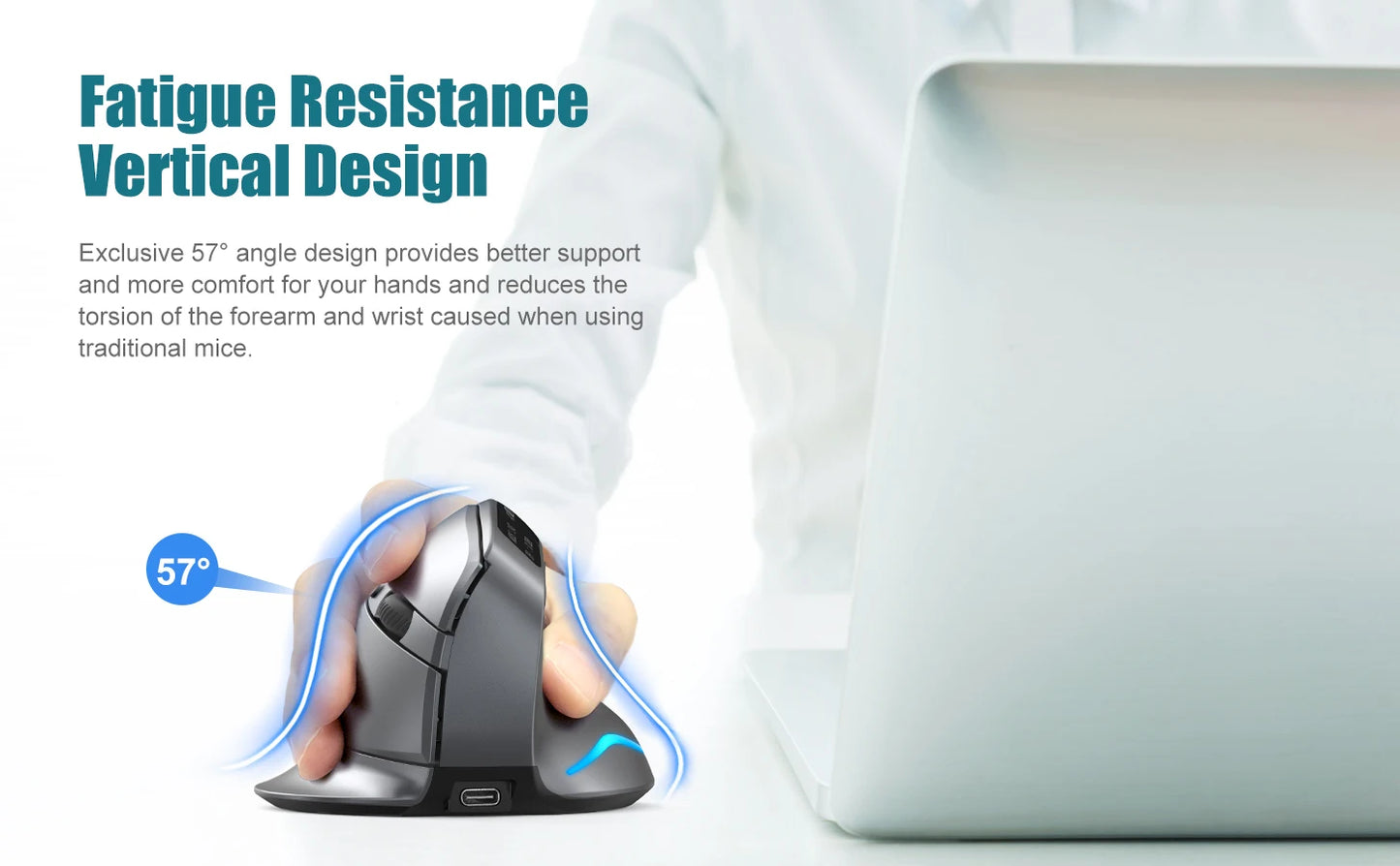 Lefon F26C Vertical Mouse, Wireless with OLED Screen, Bluetooth Ergonomic Mouse, Optical Rechargeable Gaming Mice for PC Laptop