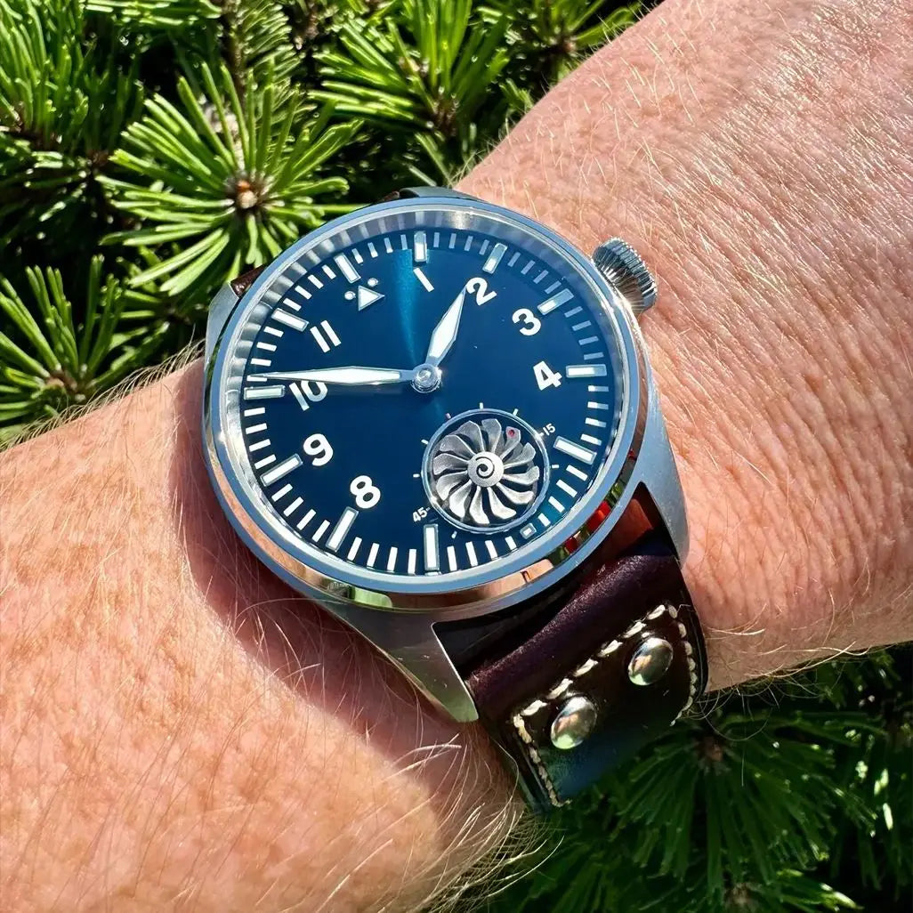 Hruodland Pilot St3620 Retro Men's Manual Mechanical Watch Luxury Sapphire Bgw-9 Night Light Turbine Waterproof 5Bar Reloj Hombr