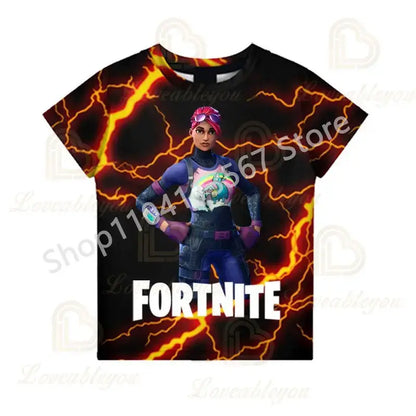 Kinder 100-160cm Hot Sale F-Fortnited Sommer-T-Shirt für Jungen und Kleinkinder, lustige Gaming-T-Shirts, modisches Geburtstagsgeschenk für Mädchen und Jungen