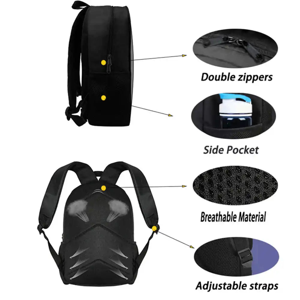 Fortnite Cartoon 3-teiliges Set, großes Fassungsvermögen, geeignet für Jungen und Mädchen von 5-8 Jahren, inklusive Rucksack, Lunchbag und Federmäppchen