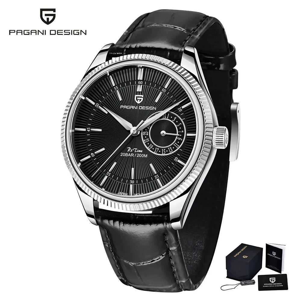 PAGANI Design PD1689 Men's Quartz Watch Japan VH65 Movement Sapphire Glass Leather Strap 20Bar Waterproof Men's Wristwatch