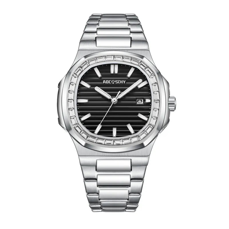 2023 New AOCASDIY Luxury Watch Business Waterproof Male Clock Luminous Date Stainless Steel Square Quartz Men Watch reloj hombre