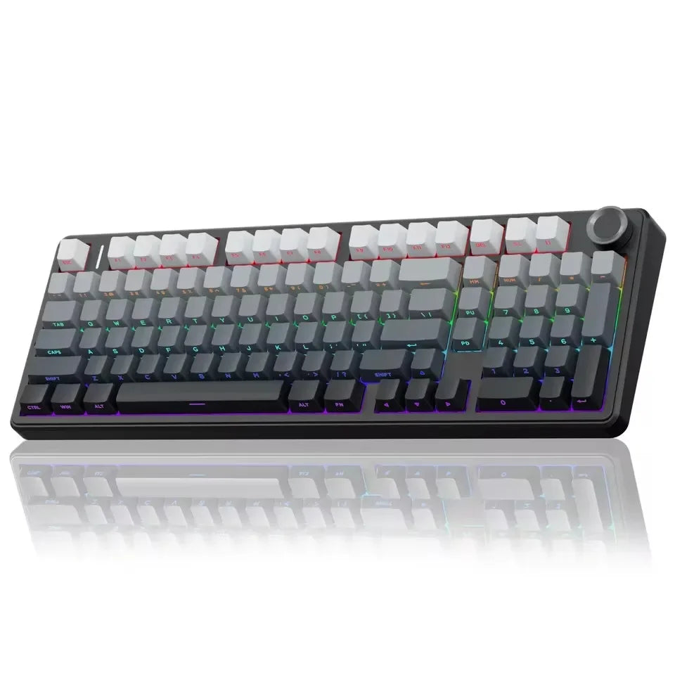 AULA F99 Pro E-sports Gaming Mechanical Keyboard Three Mode RGB Hot Swappable 96% PBT Custom Wireless Keyboard with Medi Knob