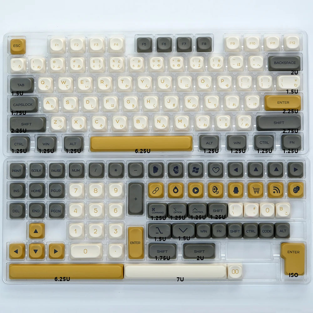 KBDiy KOA  Profile PBT Honey Milk Keycaps Russian Korean Japanese 137 Keys Caps for Mechanical Keyboard Keycap MAC for MX Switch
