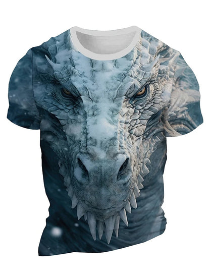 3D-Drachenprint Herren-T-Shirt – Sommerliches Freizeit-Streetwear-Shirt für Herren, Outdoor-Sport, Kurzarm, Urban Fashion