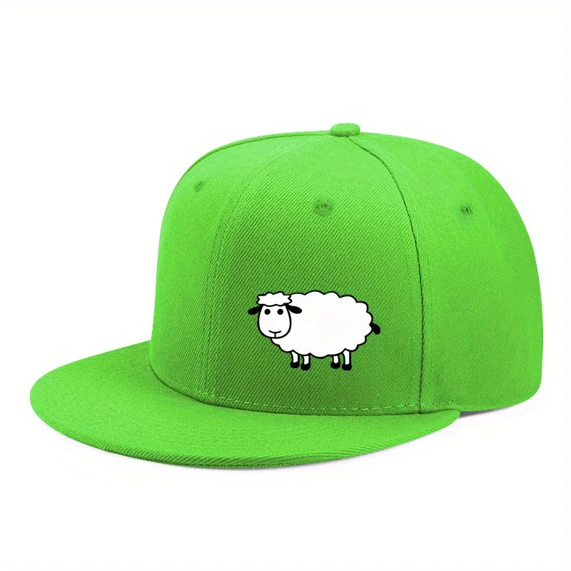 Unisex Adjustable Baseball Cap - Street Style Flat Brimmed Sheep Pattern Hat Casual Versatile And Personalized Hat
