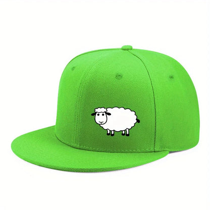 Unisex Adjustable Baseball Cap - Street Style Flat Brimmed Sheep Pattern Hat Casual Versatile And Personalized Hat