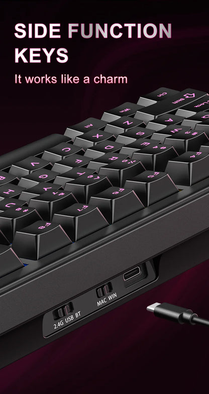 Onikuma 2025 New Mt706 Rgb Gaming Mechanical Keyboard 2.4g/ Wired/Bt, 81-Key Pbt Rgb Gaming Keyboard