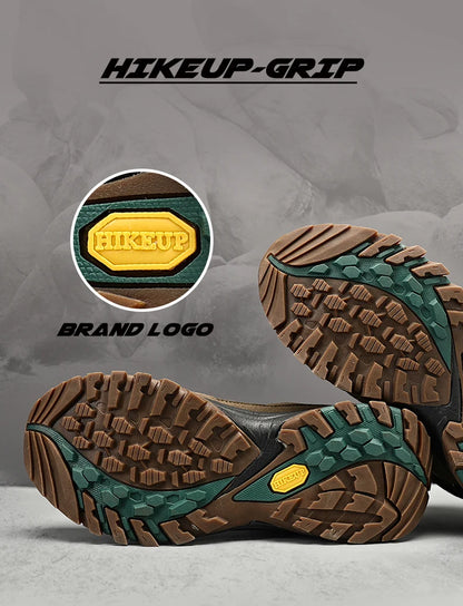 HIKEUP High-Top Men Hiking Boots Winter Outdoor Shoes Lace-Up Non-Slip Sports Casual Trekking Boots Men Suede Warm Shoes