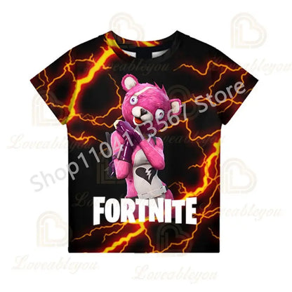Kinder 100-160cm Hot Sale F-Fortnited Sommer-T-Shirt für Jungen und Kleinkinder, lustige Gaming-T-Shirts, modisches Geburtstagsgeschenk für Mädchen und Jungen