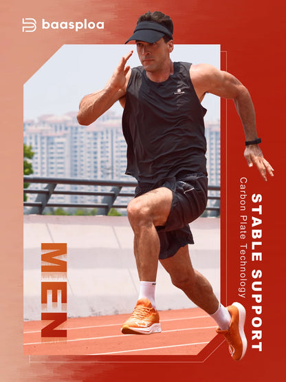 Baasploa Men's Professional Running Shoes Lightweight Breathable Jogging Sports Shoes Female Carbon Plate Anti-slip Sneakers